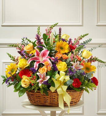 Bright Blessings Sympathy Arrangement in Basket - Smoot's Flowers & GIfts