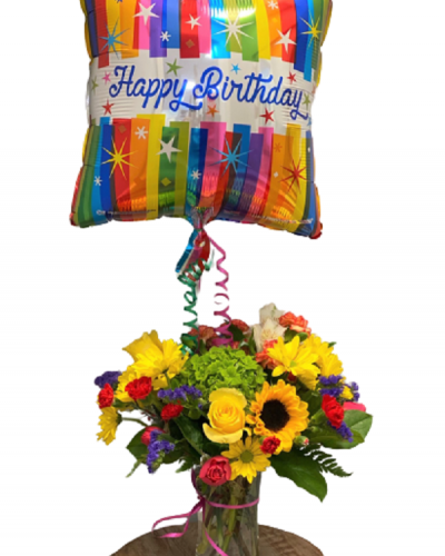 <p>Send cheer and best wishes with the Bright & Beautiful Birthday Arrangement. Bold colors, the freshest blooms and a joyful balloon combine to create a festive feel for their special day. Handpicked happiness delivered.</p>